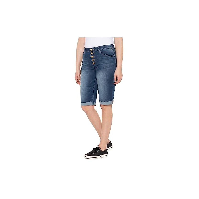 Democracy Ab Solution - Bermudas para mujer, 13 pulgadas, botón