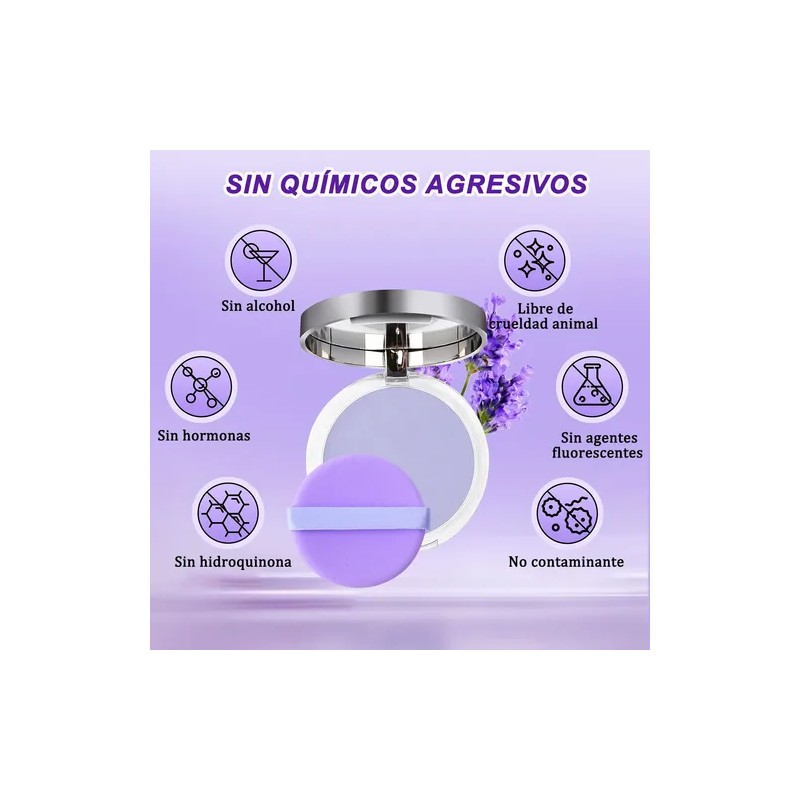 Base Maquillaje Polvo Compacto Matte Con Espejo Lavanda