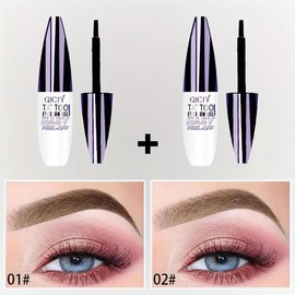 Easy Peel-Off Eyebrow Gel - Waterproof & Sweatproof, Long-Lasting Black or Brown Tattoo Tint, Film Forming, Medium Coverage for All Skin Types:_01#+02#