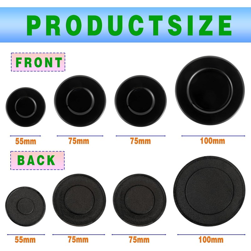 Upgraded Gas Stove Burner Cap Set - 4Piece Metal Cooker