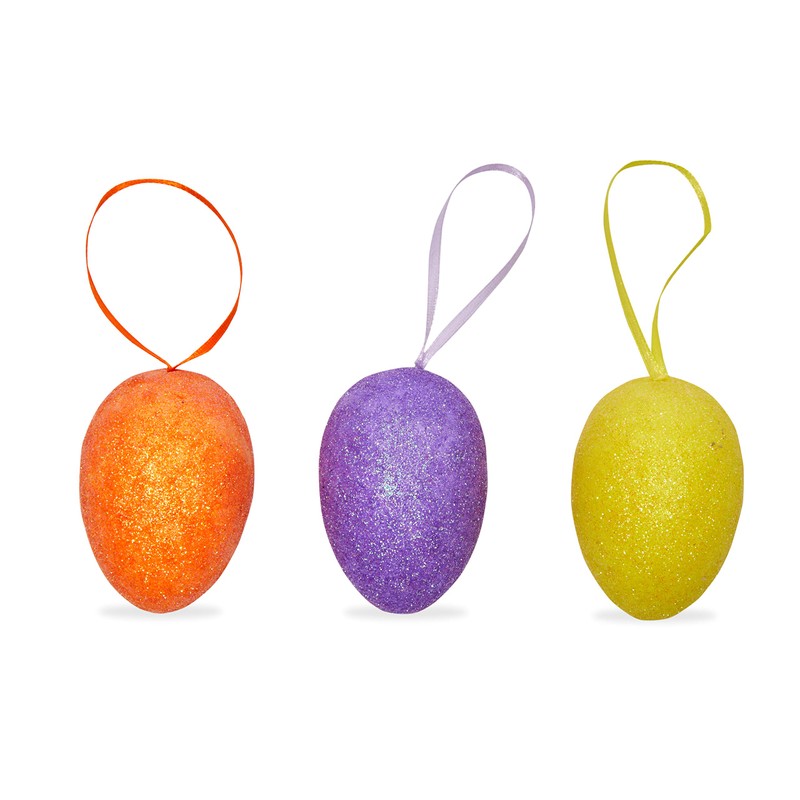 Easter Egg Ornaments in 6 Sparkle Colors (36 Pack)