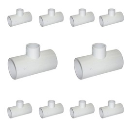 Lesso America 401 Series PVC Pipe Fitting - Reducing Tee - Schedule 40 (White) - 2×2×3/4" (SOC x SOC x SOC) 10 PCS/High-Flow Capacity/Plumbing, Irrigation, Pool, Spa, DIY Projects (401-248)