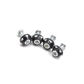 INFINAUTO 4Pcs Car Motorcycle Black Aluminum Alloy Decor License Plate Bolt Stylish Design
