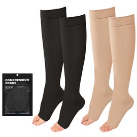 Evolyline 2 Pairs of Medical Compression Stockings for Men and Women, 20-30 mmhg, Class 2, Compression Socks, Thrombosis Stockings, Women's Flight, Support Stockings, Women's Support Tights for