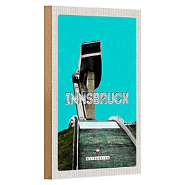 Vintage Holzschild | Innsbruck Österreich | Retro Wanddeko | 12 cm x 18 cm