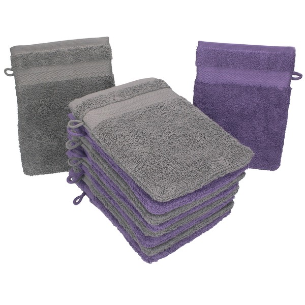 10 Piece Set Wash Mitts Premium, Colour: purple and anthracite,
