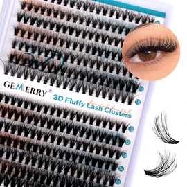 Individual Eyelashes, 3D Effect, 30D/40D DIY Cluster Eyelashes, 0.07 D Curl, Individual Eyelash Extensions, Volume Eyelash Clusters at Home, GEMERRY Eyelashes (3D-30D+40D-0.07D-10-18 mm)