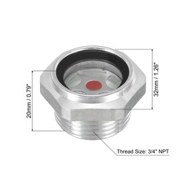 PATIKIL Air Compressor Oil Sight Glass, 3/4" NPT Male Thread Aluminum Alloy Oil Liquid Level Gauge Air Compressor Parts with O-Ring