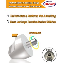 WB03X32194 WB03T10329 Cooktop Burner Knob Compatible GE Cafe Series Gas Range CGP350SET3SS CGP350SET2SS CGP650SET3SS,Replace WB03X25889,AP5985157,4920893,PS12709871 (5pcs)