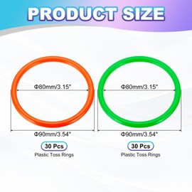 PATIKIL Plastic Toss Ring 3.15 Inch, 60 Pack Sports Rings Toss Game Speed and Agility Practice Rings for Carnival Outdoor Games Supplies Bean Bags Throwing Yard Games, Orange/Green