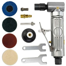 AeKeatDa 1/4'' Angle Air Die Grinder with 4 Pcs 2" Roll Lock Sanding Discs 20000 RPM 90° Air Straight Grinder for Tight Or Angular Grinding Operations