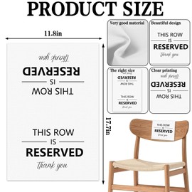 6Pcs White Reserved Seating Chair Signs, Reserved Signs Decorations for Wedding, Simple and Fresh Decorative Supplies for Engagement Wedding Ceremony Activities Conference Decor