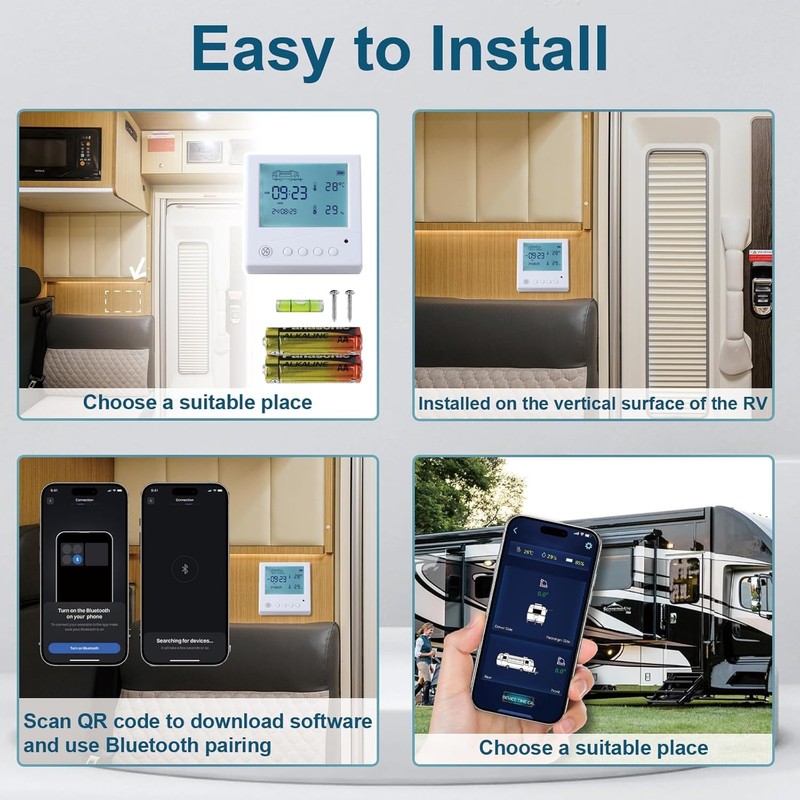 LUGVFHS Wireless RV Leveling System,Camper Leveling System,Travel Trailer Leveling System,Compatible