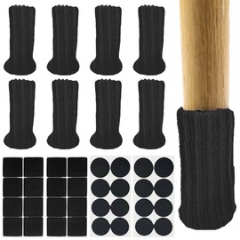COYUN 8 x chair socks and 4 x non-slip pads, non-slip pads for furniture feet, elastic furniture socks, knitted, felt chair leg caps, non-slip pads for furniture, avoid scratches and noises