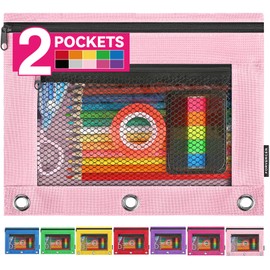 Forvencer Adorable Zipper Pencil Pouch, Cute Zipper Pencil Pouch for 3 Ring Binder, Sturdy Binder Pencil Pouch with Smooth Zippers, Perfect for Students & Back to School, Portable Pencil Bag, Pink