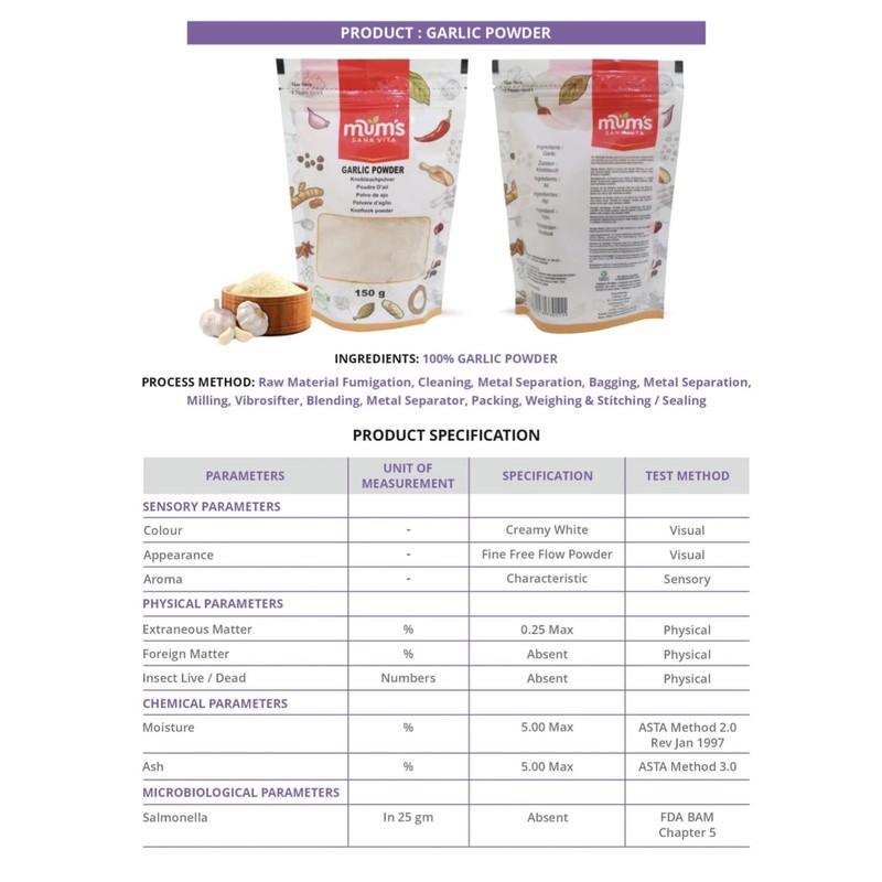 Mum's Premium Garlic Powder 150g