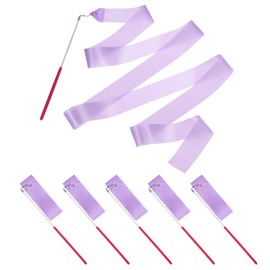 PATIKIL Dance Ribbons, 6 Pack 78.7 Inch Gymnastics Dance Streamers with Non-Slip Wand Dance Flags for Gifts, Dancing, Talent Shows, Baton Twirling, Light Purple