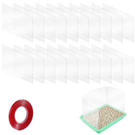 20 Cat Litter Box Shields, Clear Cat Litter Box Splash Guard with Double Sided Tape High Sided Kitty Litter Pan Box Pee Shields for Open Top Privacy Screen (Litter Box Not Included), 12 x 16in