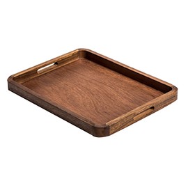 Kalmar Home Acacia Wood Rectangular Serving Tray, 18" x 14" x 2"