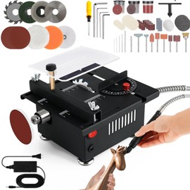 YSJWAER Mini Small Multi-Functional Table-Saw - Portable Crafts Table Saw Speed Angle Cutting Depth Adjustable Cutting Sanding Engraving for Wood Acrylic PCB Plastic