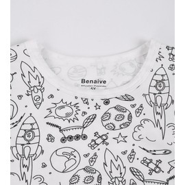 Benaive Benaive Boys Pajamas Sets Long Sleeves DIY Clothes for Kids Color In School Pajama Boy Holidays Pjs Cotton Sleepwear Size 4T