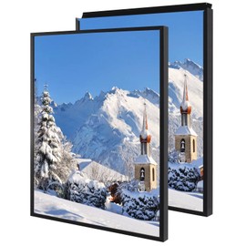 16x24 Inch Poster Frame, Plexiglass, Set of 2, Black Snap Frames, Front-loading Frame, Coating Aluminum Profile, Display Horizontally & Vertically
