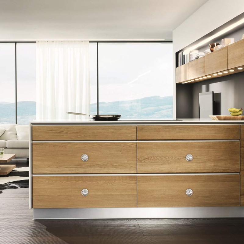 HIEMEY Crystal Drawer Pulls and Knobs 4 PCS,Brushed Nickel Glass