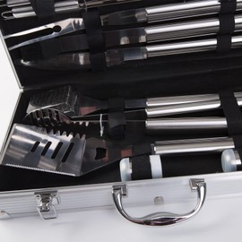 18 Piece Stainless Steel Grill Tools BBQ Grill Tool Set- Grilling Accessories for Outdoor Cooking Camping Grilling Smoking Professional BBQ Accessories