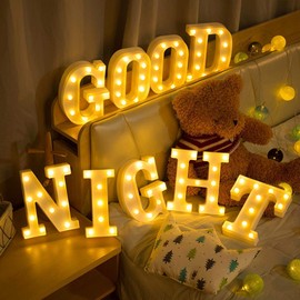 VITI - Letras con luces LED iluminadas para luz nocturna, letras del alfabeto para decoración de pared, letras iluminadas para boda/fiesta de cumpleaños, decoración de Navidad, funciona con pilas (D)