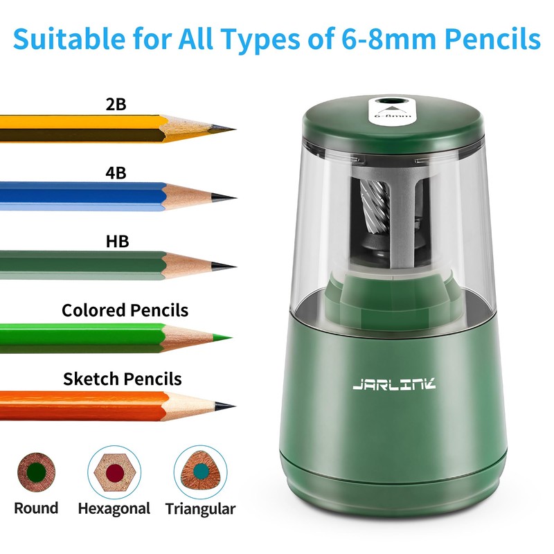 JARLINK Electric Pencil Sharpener, Heavy-Duty Helical Blade to Fast Sharpen,