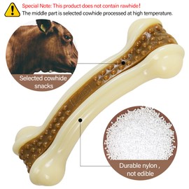 Geeyteek Dog Toys for Aggressive Chewers, 2 Pack Nylon Durable Dog Bones with Real Beef Flavor for Large/Medium/Small Breeds Pet Chew Toys