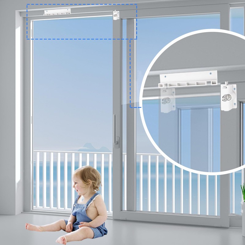 1Pack Sliding Door Lock, Patio Door Lock, White Sliding Window