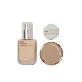 ETUDE Double Vegan Cover Foudnation + Mini Cushion Container Set 3items, Shade:23N1 Sand