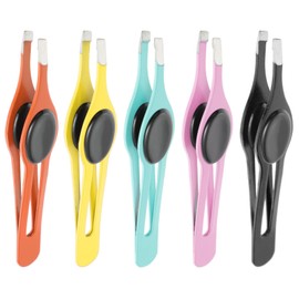 BIUDECO 5pcs Stainless Steel Eyebrow Tweezers Curved Scissors for Hair Trimming