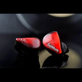 QDC-SUPERIOR-RD Vermilion Red 0.4 inch (10 mm) Single Full Range Dynamic Driver Earbuds with Coaxial Dual Magnetic Circuits & Dual Cavity Structure, Uses IEM2pin Connectors, High Resolution, Listening, Monitor, Live, Gaming