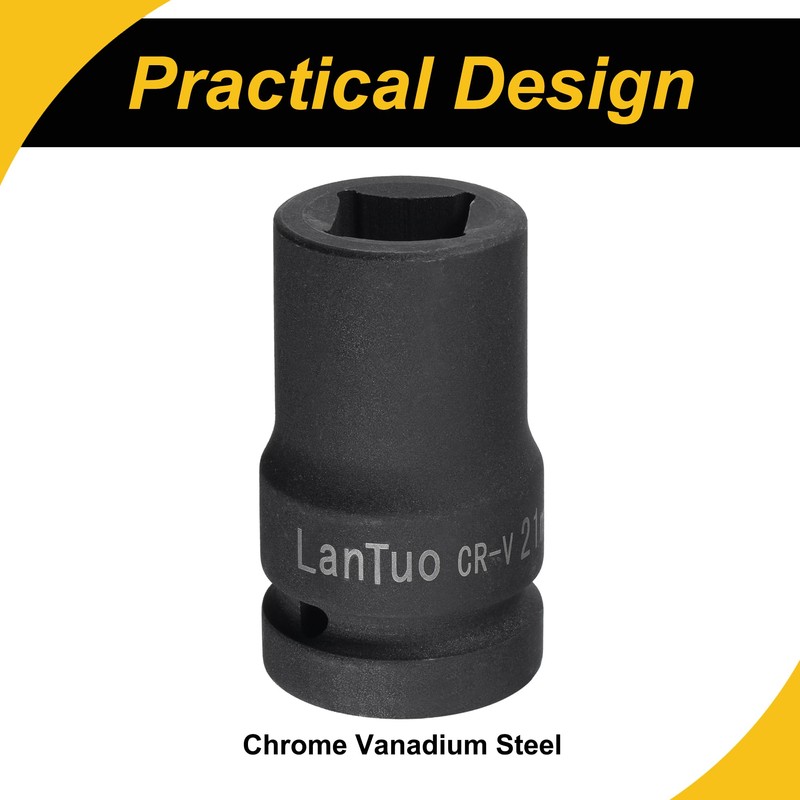 WorkBless 1" Drive by 21mm Square Impact Socket, 80mm Length