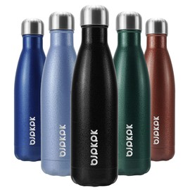 BJPKPK Insulated Water Bottles 17oz, Leak Proof Stainless Steel Water Bottle Keeps Cold for 24 Hours and Hot for 12 Hours, BPA Free,Black