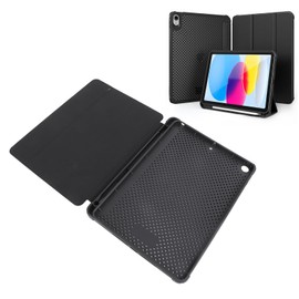 Tablet Case for iOS Tablet 10.2 Inch, PU Leather Tablet Stand Cover with Breathable Hole, Built in Pencil Holder, Magnetic Closure Stand Folio Protective Cover, Black