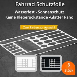 MAEXUS Pack of 3 Frame Protection Film for Bicycle, Bicycle Sticker Frame, Bicycle Protective Film, Paint Protection Film for Bicycle, Mountain Bike, Scratch Resistant (Black Carbon Foil)