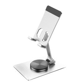 BIZ 360 Degree Rotating Smartphone Stand, Foldable, Aluminum Alloy, Adjustable Height, Angle, Portable, Vertical, Horizontal, Anti-Slip, Japanese Brand, Genuine Product, Silver