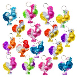 HOZKEAP 24 Packs Bulk Chicks shape Backpack Mini Pop Keychain, fidgets Bubble Classroom Students Holiday Party Favors