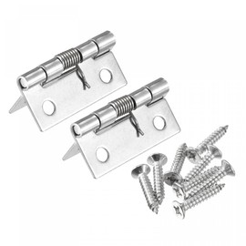 sourcing map Spring Loaded Hinges 1.5 Inch 304 Stainless Steel Self-Closing for Cabinet Pack of 2