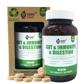 VERD PAW Gut & Immunity & Digestion Dog Tablets with Probiotics, Prebiotics, and Colostrum for Digestive Health, Gut Balance & Stronger Immunity - 120 Tablets / 120g