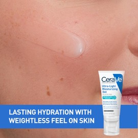 CeraVe- Gel hidratante ultraligero Gel hidratante facial con ceramidas, niacinamida y ácido hialurónico