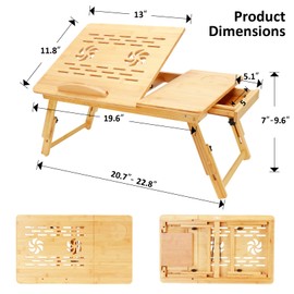 Evernewly Laptop Desk for Bed, Foldable Bed Tray, Adjustable Angle & Height