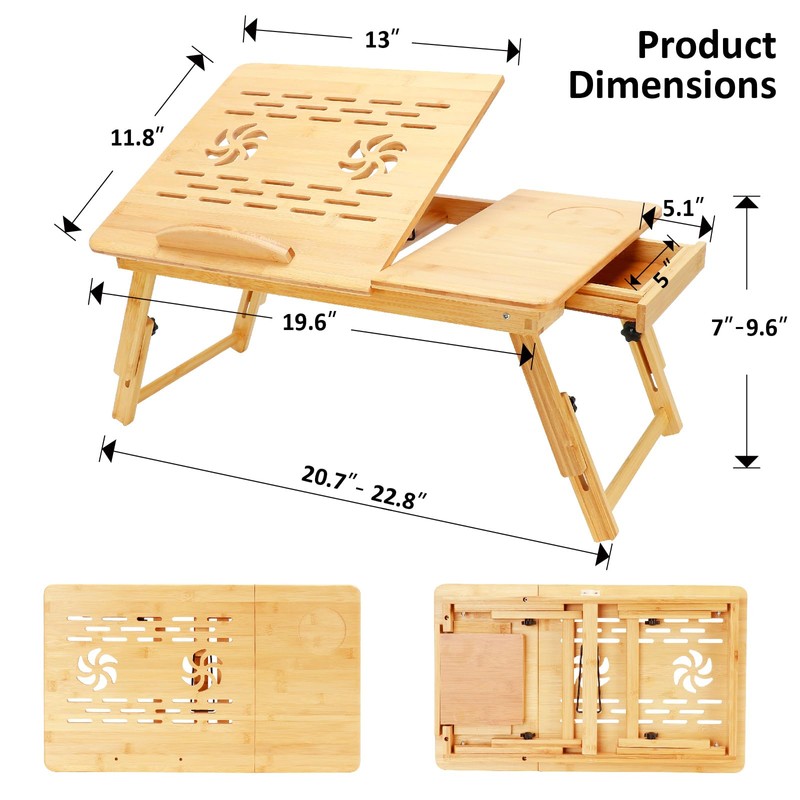 Evernewly Laptop Desk for Bed, Foldable Bed Tray, Adjustable Angle