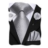 Hi-Tie Mens Tie Lapel Pin Set Pocket Square Cufflinks Woven