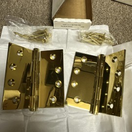 Merit Pair Merit 125P 4x4 Hinge Button Tip Polished Brass  1 pair  Hinges