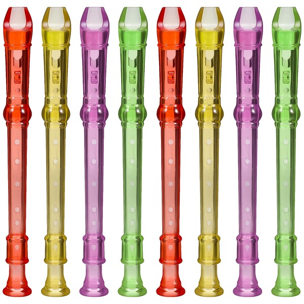 NUOBESTY 8Pcs Soprano Recorder Small Transparent 6 Hole Recorder Instrument