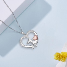 Zunxinsan Dachshund Necklace S925 Sterling Silver Dachshund Gifts for Women Cute Dachshund Dog Jewelry Gifts for Women